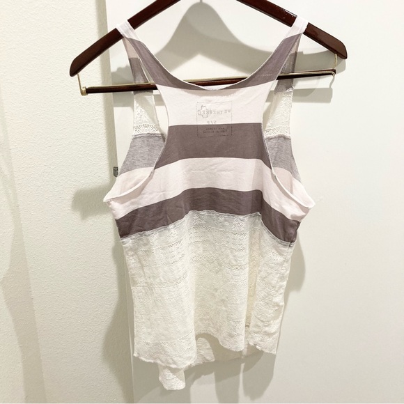 Free People boho We the Free striped lace tank top cream blush and taupe - Picture 2 of 10